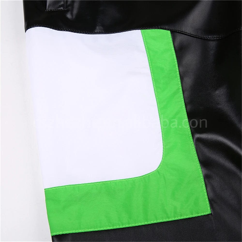 pants New Motorcycle Streetwear Fall Winter Spring Color Block Fashion Casual Trousers V Waist Pu Leather Pants Women Leather Pants