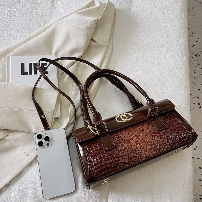 Patent Leather Branded Bags Luxury Women Wholesale Top Handle Crocodile Pattern Purses and Handbags 2023