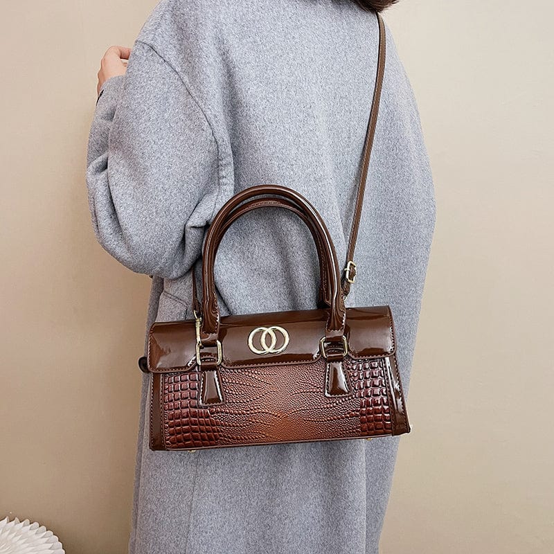 Patent Leather Branded Bags Luxury Women Wholesale Top Handle Crocodile Pattern Purses and Handbags 2023