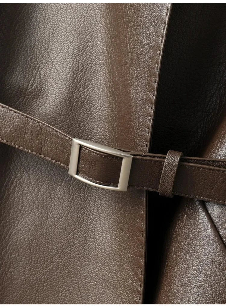 Pattern Genuine Leather Clothes Female Short Round Neck Collarless Leather Jacket Coat Short