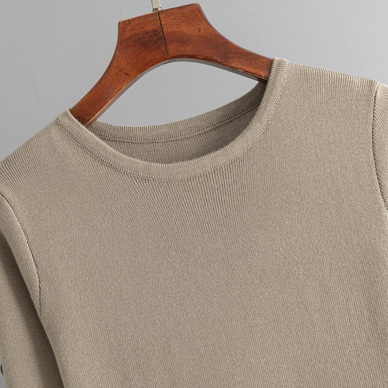 PDEP 2023 autumn and winter slim knit dress  mid-length long sleeve skinny bottom-up knit sweater dress for women