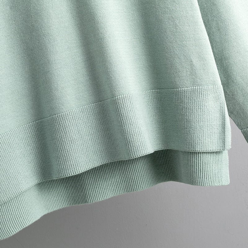 PDEP 2023 fashion women autumn and winter  new V-neck loose casual pullover knitted sweater and wide leg pants two piece set