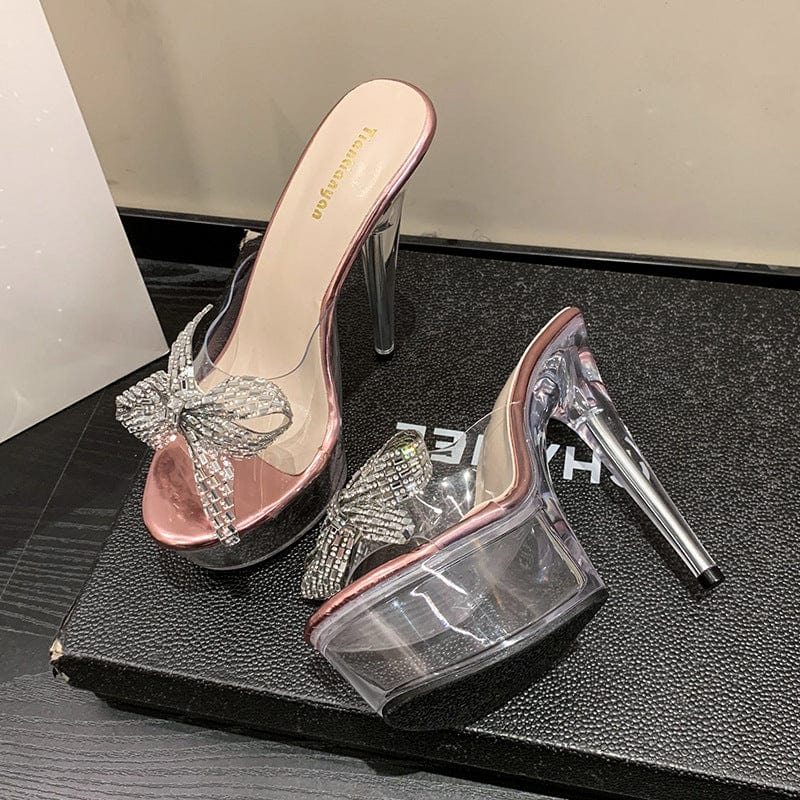 PDEP 2023 Summer Waterproof Platform Fashion platform Transparent thick Ultra High Heel Sandals Women's Slippers chunky mule