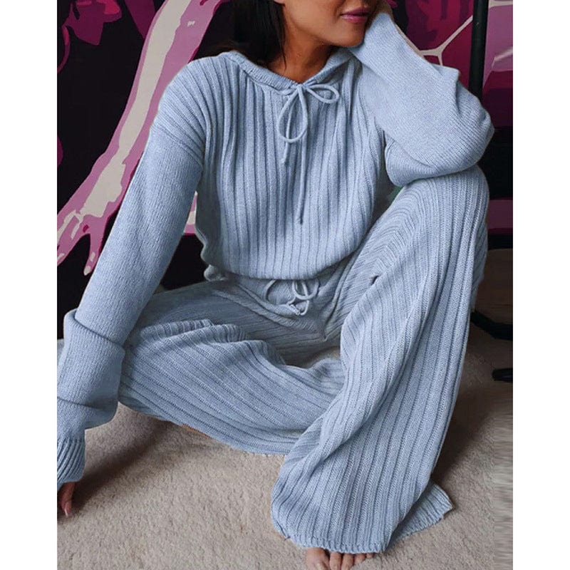 PDEP 2023 women's  autumn new long sleeve loose cotton thread hooded leisure pajamas lounge wear for women two piece set