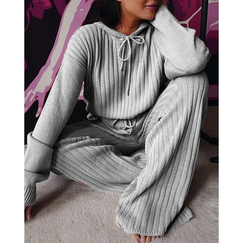 PDEP 2023 women's  autumn new long sleeve loose cotton thread hooded leisure pajamas lounge wear for women two piece set