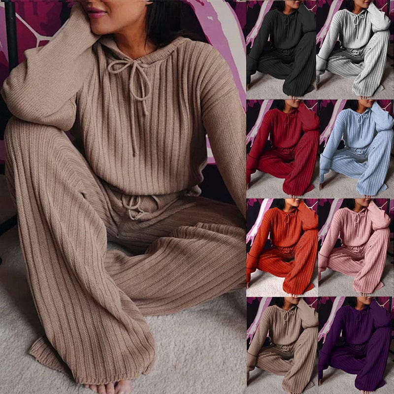 PDEP 2023 women's  autumn new long sleeve loose cotton thread hooded leisure pajamas lounge wear for women two piece set