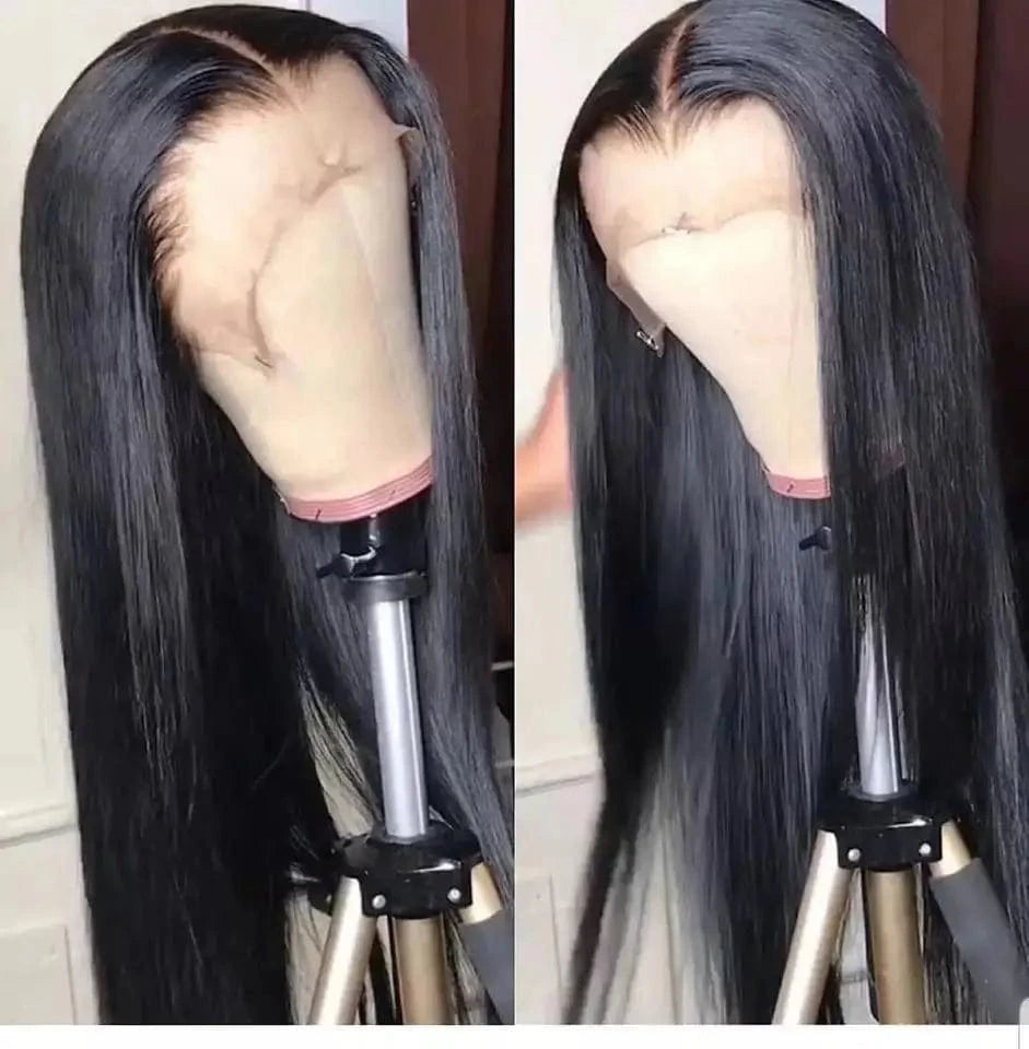 Perruque-Naturel 100% Cheveux Humain Lace Wigs Natural Human Hair Silky Straight Wave Wigs 26inches