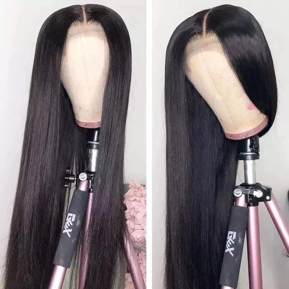 Perruque-Naturel 100% Cheveux Humain Lace Wigs Natural Human Hair Silky Straight Wave Wigs 26inches
