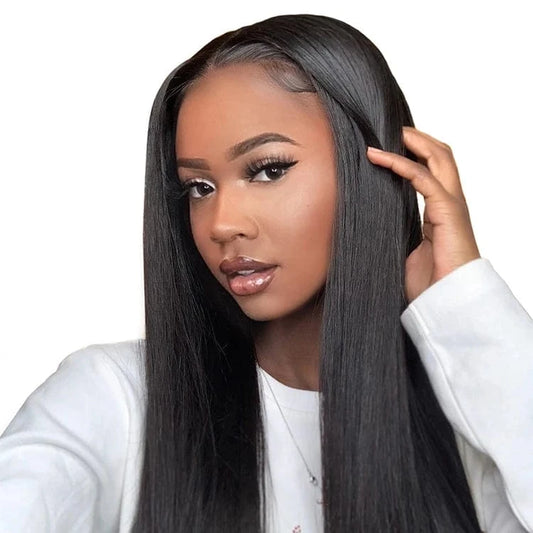 Perruque-Naturel 100% Cheveux Humain Lace Wigs Natural Human Hair Silky Straight Wave Wigs 26inches