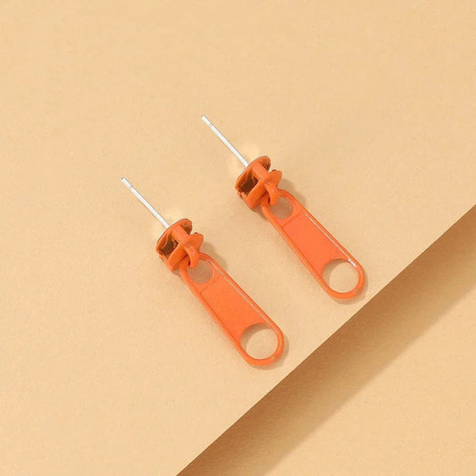 Personality Punk Zipper Head Earrings Handsome Street Minimal Eardrop Spray Paint  Earnail  Female