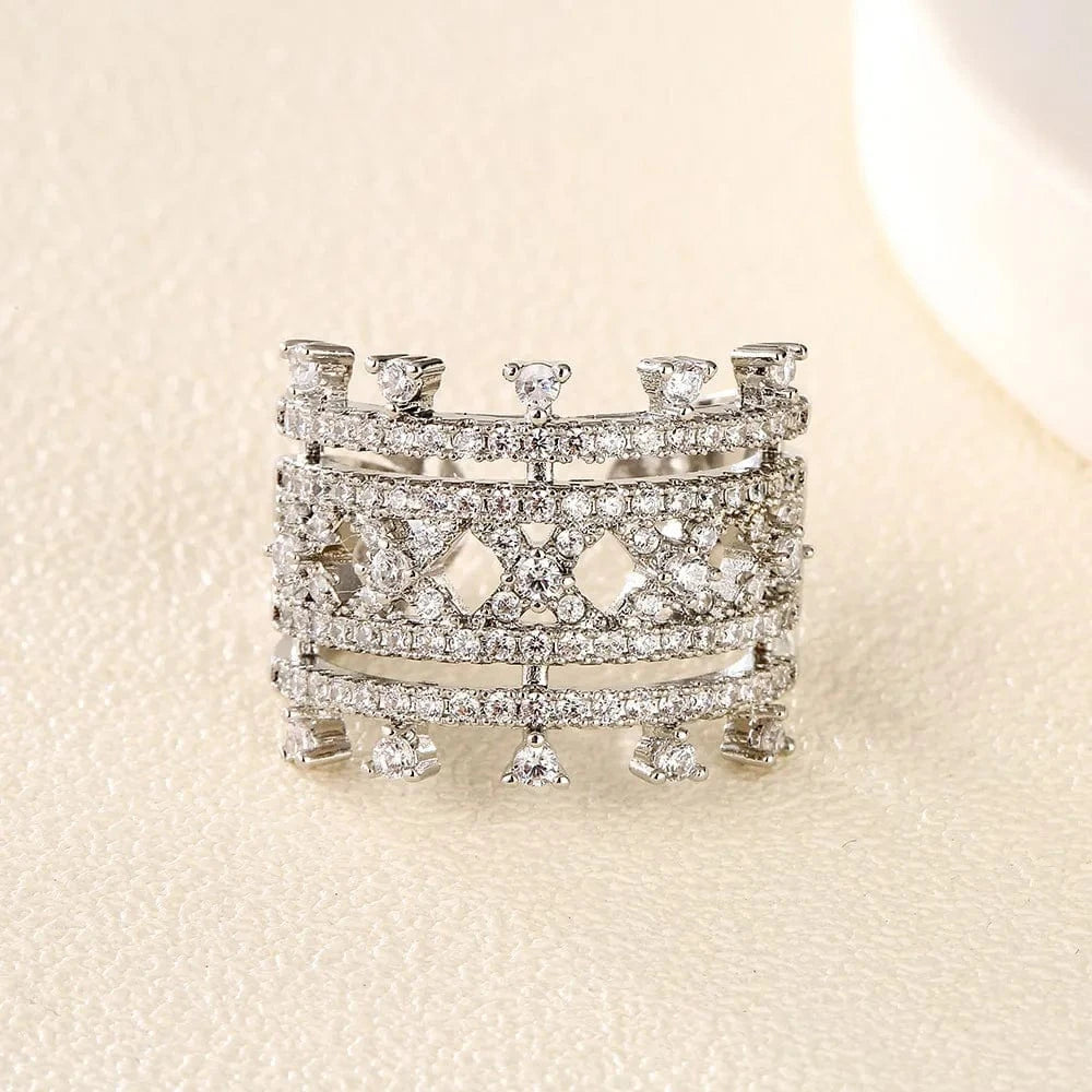 Personalized Vintage hollowed out open ring bracelet two piece set for bridal wedding brides