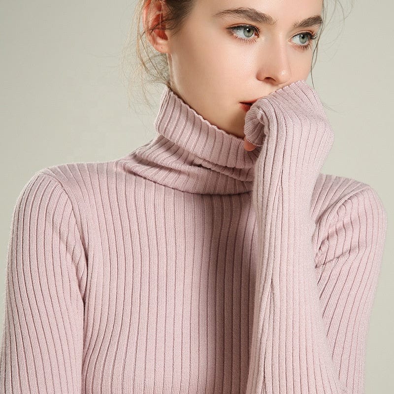 Pile Collar Drawstring Sweater Pullover Short Slim Bottoming Large Size Turtleneck Thick Women