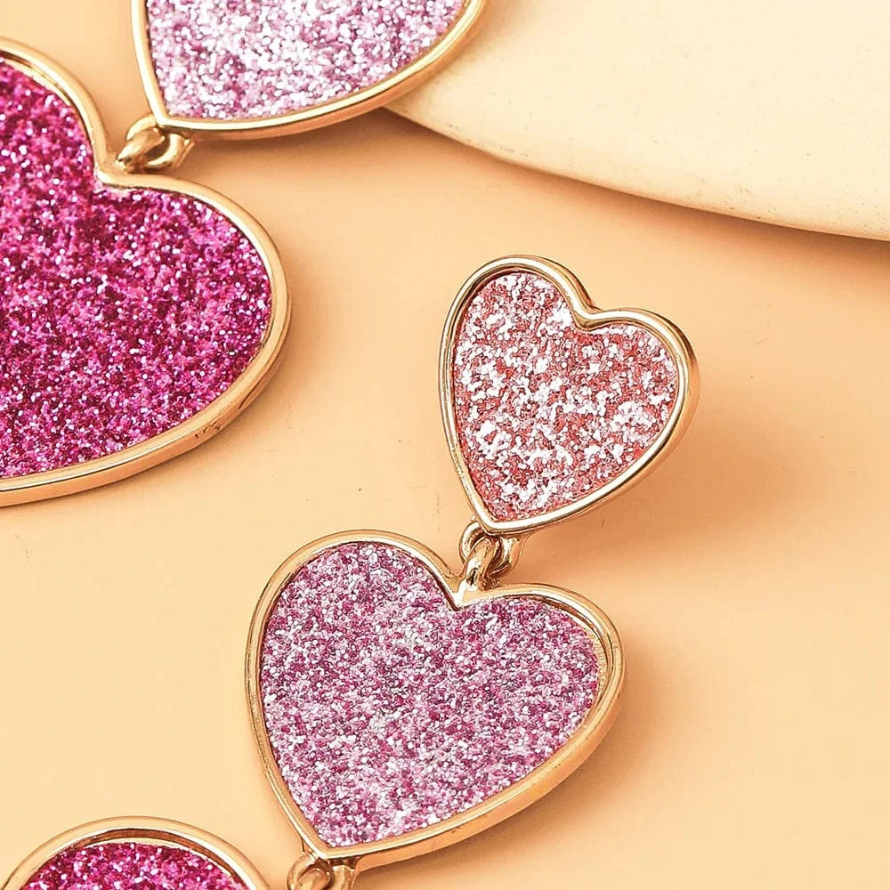 Pink Drop shopping fashion jewelry earrings statement  luxury  earings jewelry women heart dangling gold plated 18k jewelry earrings