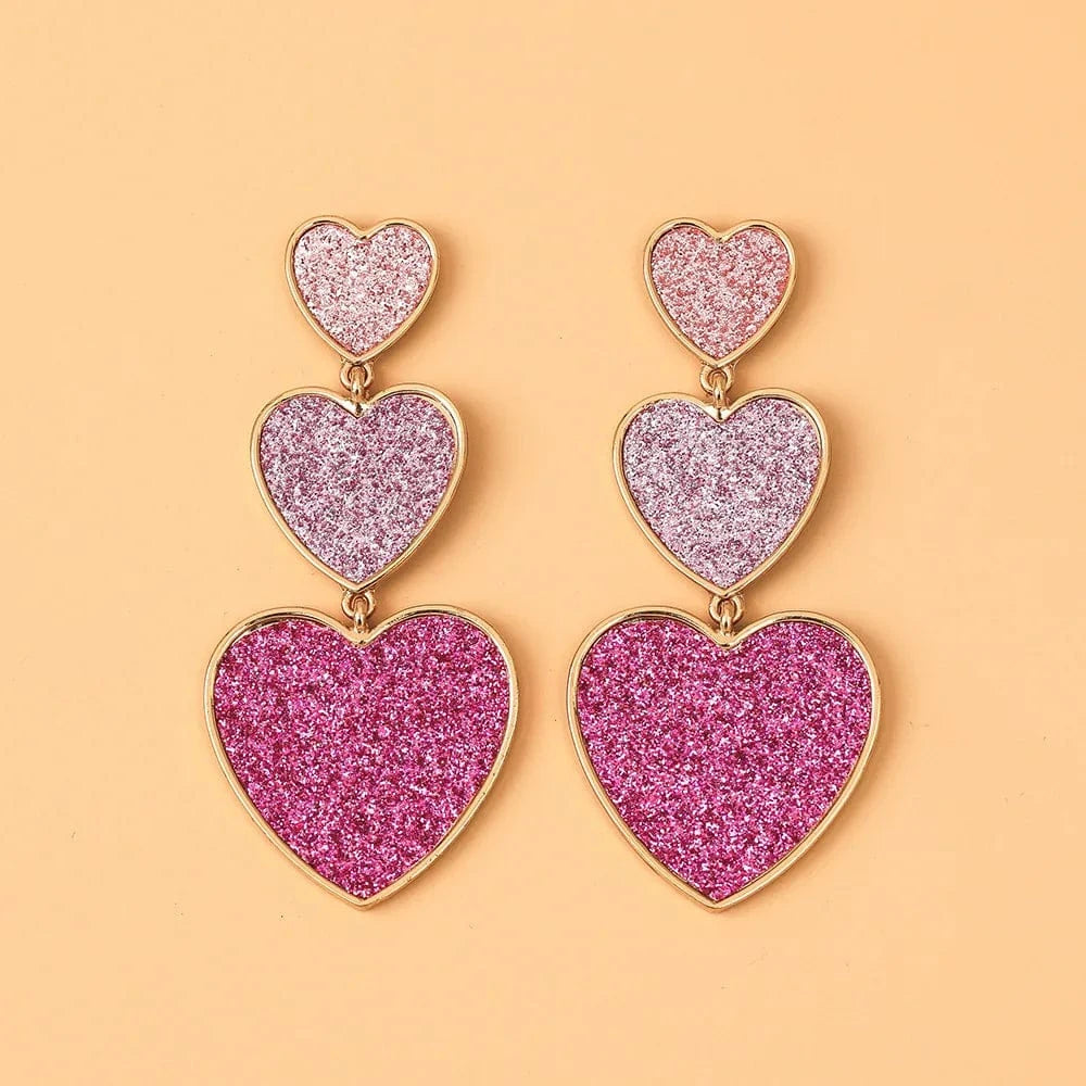 Pink Drop shopping fashion jewelry earrings statement  luxury  earings jewelry women heart dangling gold plated 18k jewelry earrings