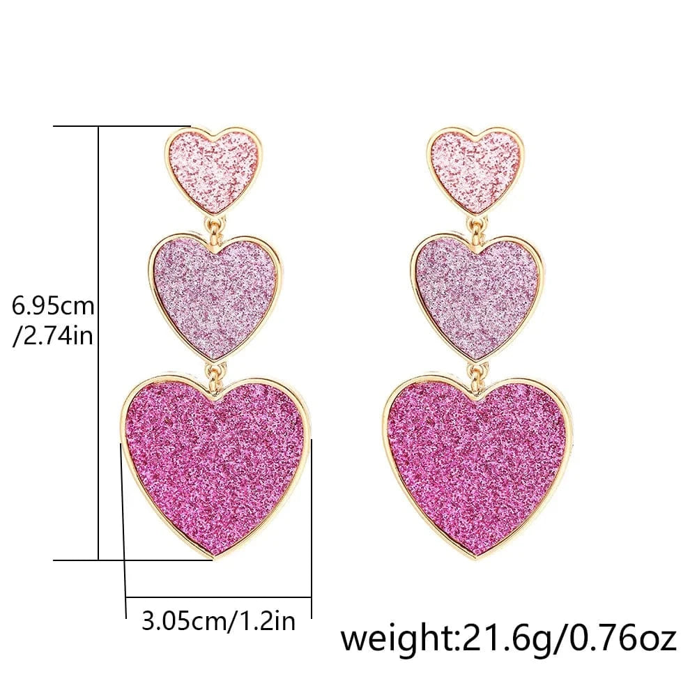 Pink Drop shopping fashion jewelry earrings statement  luxury  earings jewelry women heart dangling gold plated 18k jewelry earrings