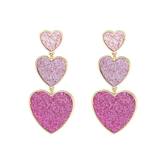 Pink Drop shopping fashion jewelry earrings statement  luxury  earings jewelry women heart dangling gold plated 18k jewelry earrings