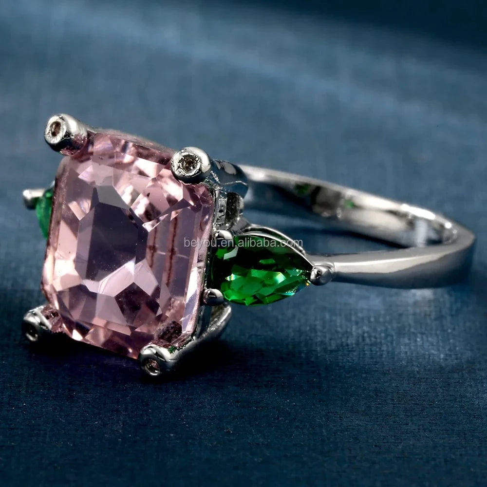 Pink Green Sorority Blue White Beads Leaf Rhinestone Metal Women Brooch Pin for Gift