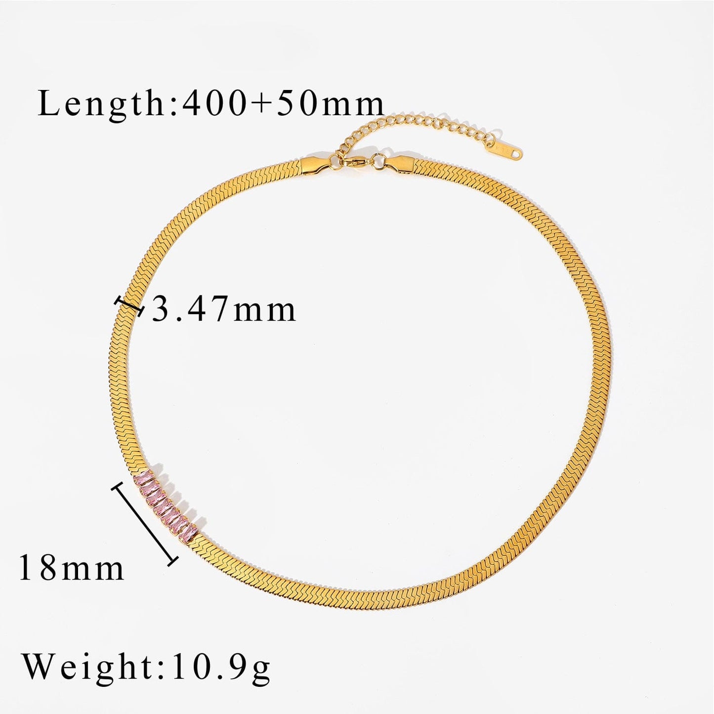 Pink IVIAPRO  Jewelry New Arrival Non Tarnish Stainless Steel Snake Chain Zircon Choker Necklace