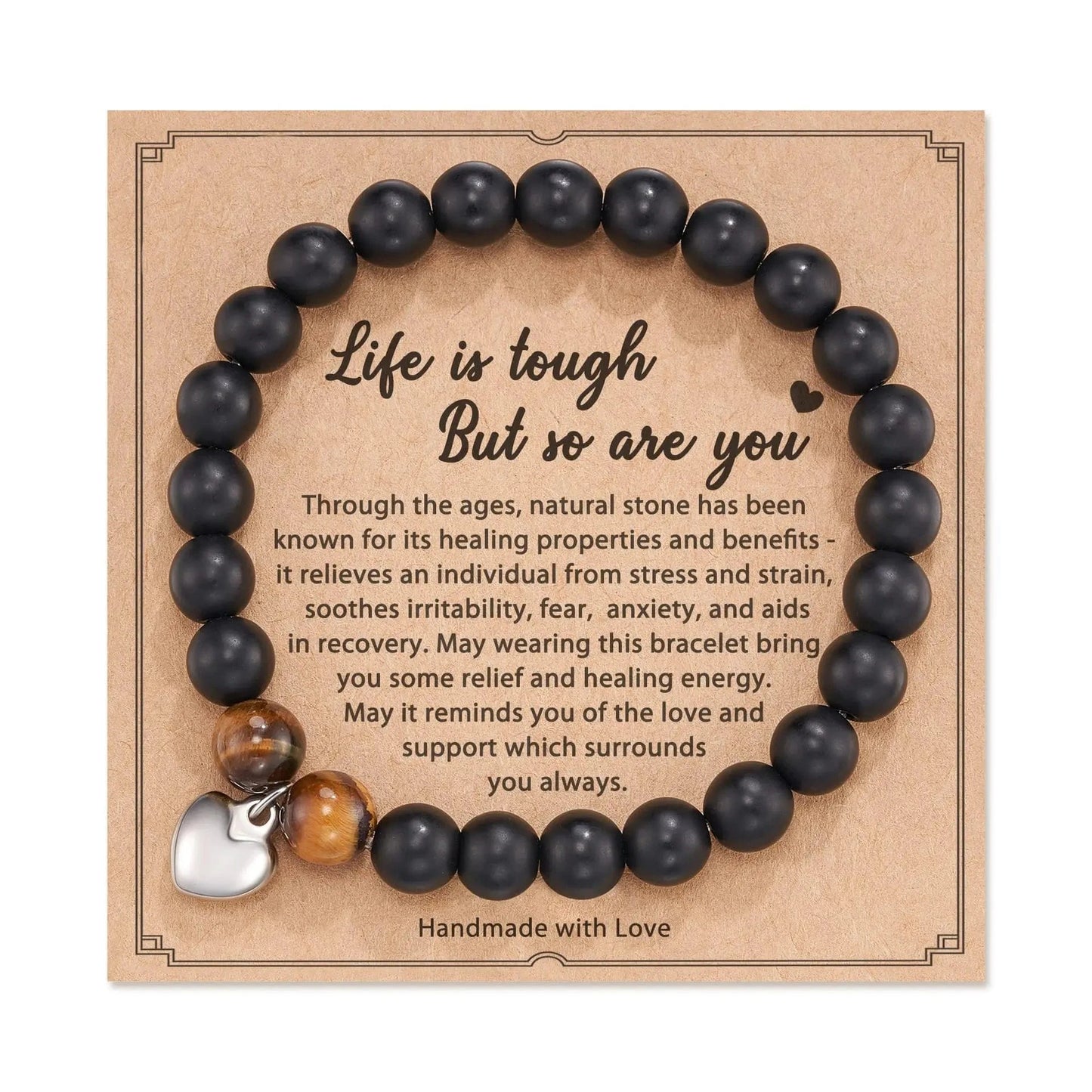 Pink natural stone heart bracelet Christmas birthday gift for Mom Gift mom grandmother Boyfriend mother