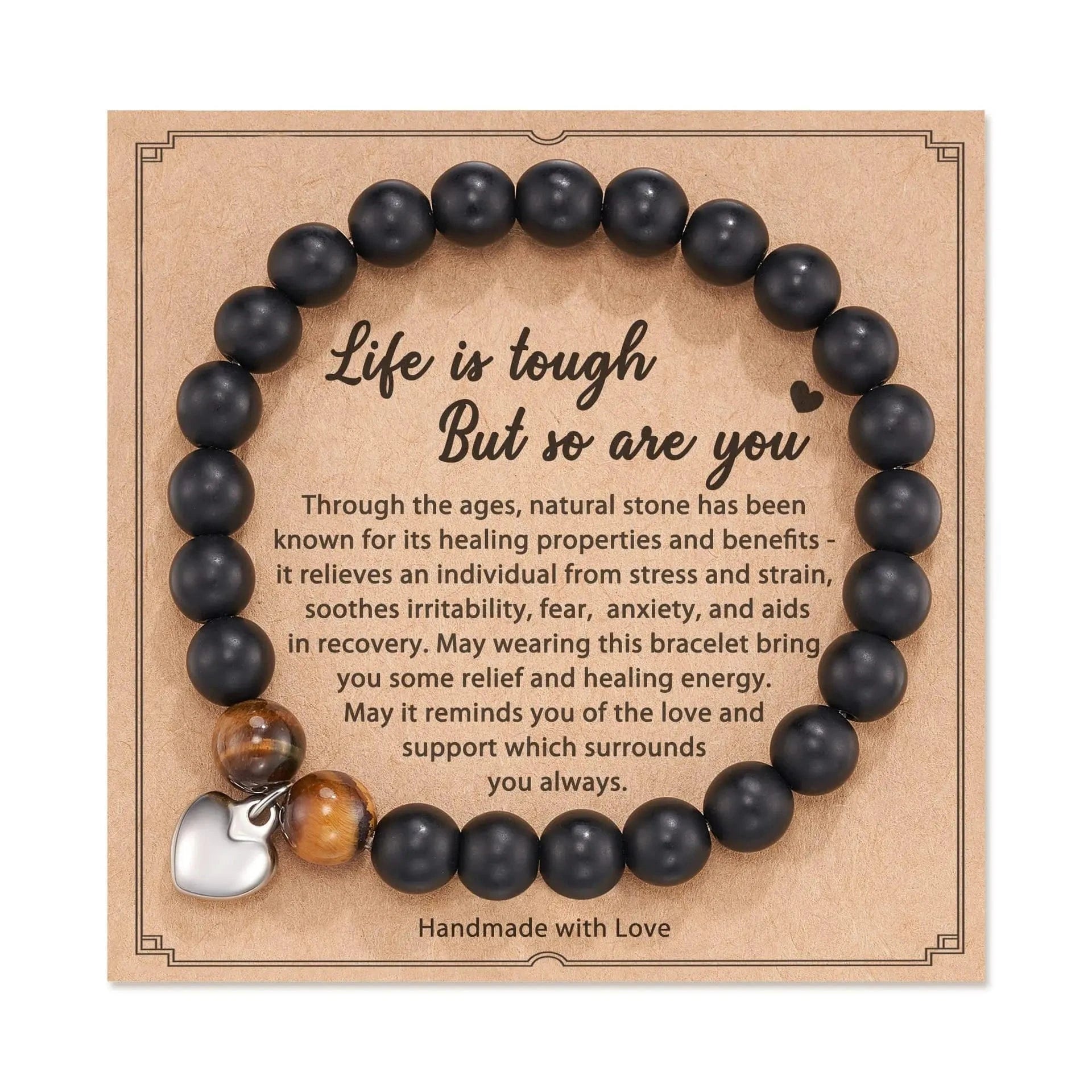 Pink natural stone heart bracelet Christmas birthday gift for Mom Gift mom grandmother Boyfriend mother