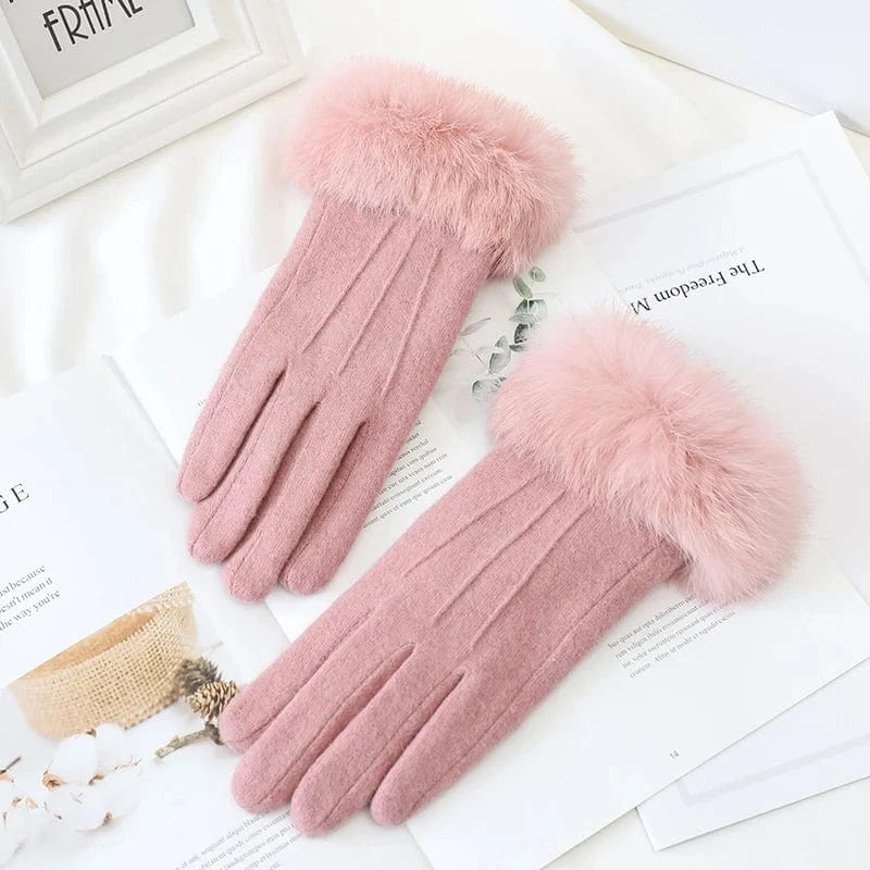 pink Sexy girls dancing accessories touch cashmere wool hand gloves winter
