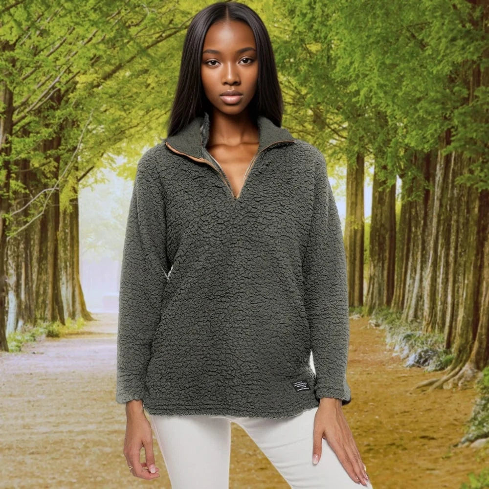 Plain Dyed / 2 XL / Dark Gray D0702DW11 High Quality Breathable Plus Size Women's Furry Hoodies Long Sleeve Blouse For Women Sehe Fashion