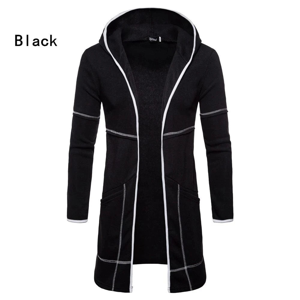 Plain Dyed / XL / Black D0802ME80 Long style Solid Color Big Pocket New Style Hoodie Sehe Fashion