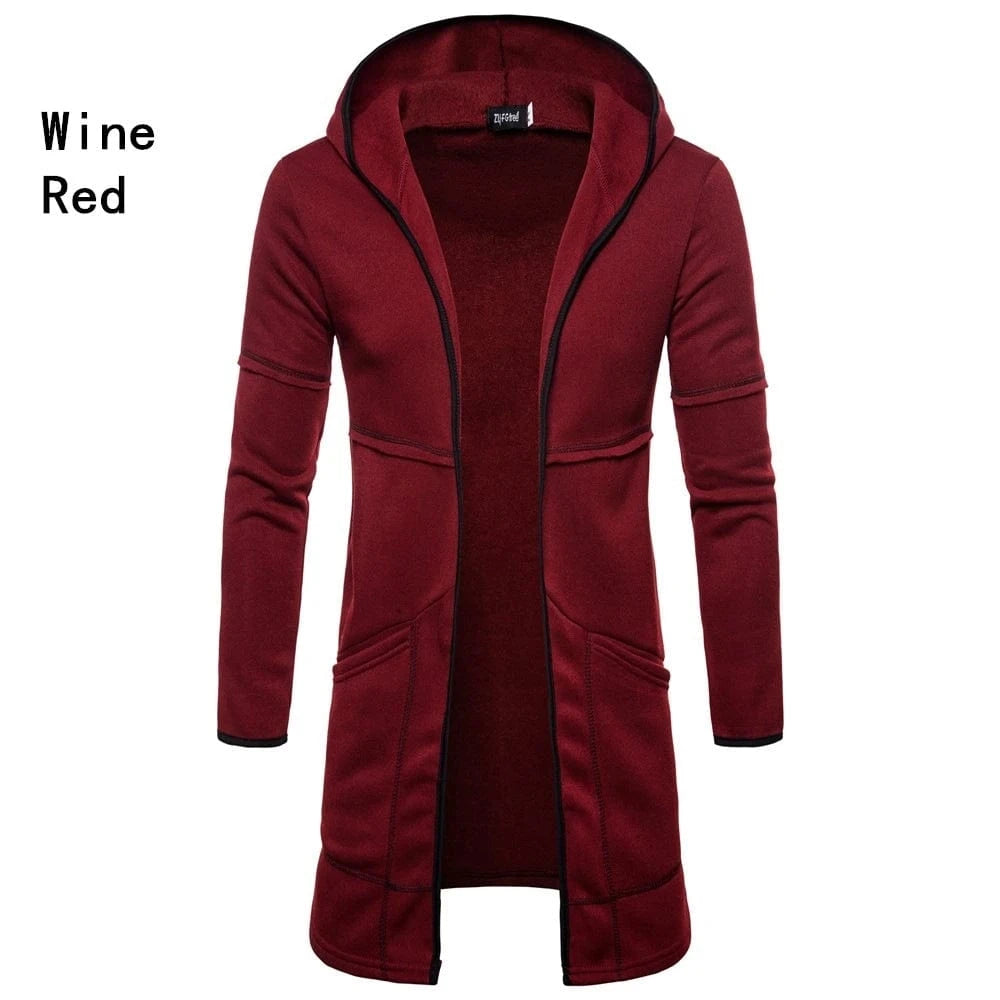 Plain Dyed / XL / Burgundy D0802ME80 Long style Solid Color Big Pocket New Style Hoodie Sehe Fashion