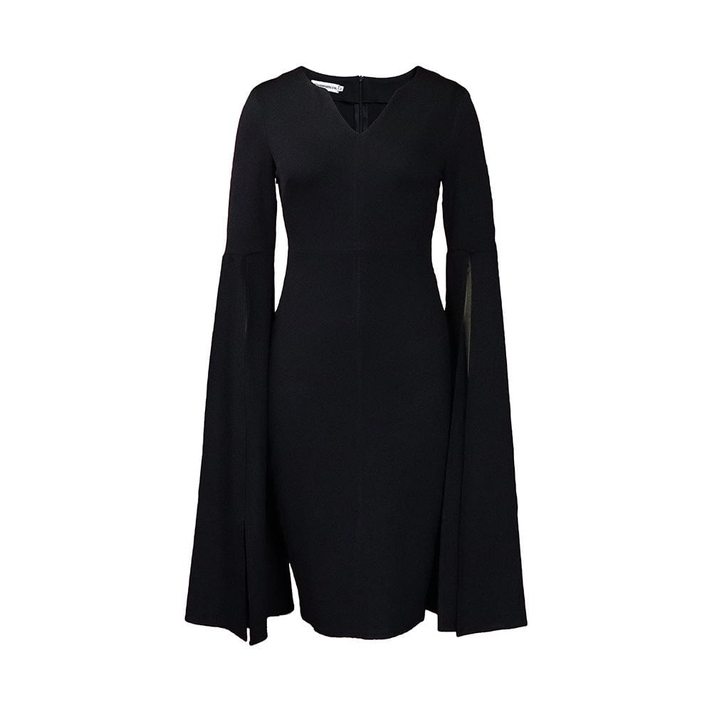 pls contact us to get better price / black C1102ME73 Stylish Design Office Casual Slit Sleeve Solid Color Bodycon Dress Women Sehe Fashion