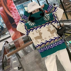 Plus Size / green Jumper Sweaters V Fashion Winter High Neck Loose Pullover Diamond Knit Bottoming Shirt Turtleneck Women 100% Wool Thick Sweater