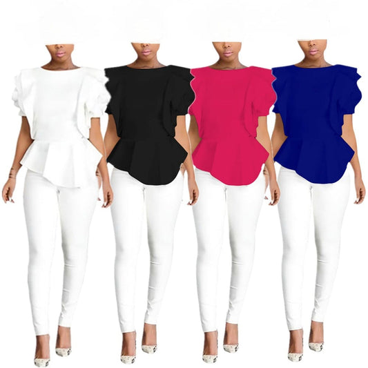 Plus Size Petal Sleeve Real Blusa Women Tops Zanzea Korean Blouse Vadim Elegant Summer Lotus Hem Shirt