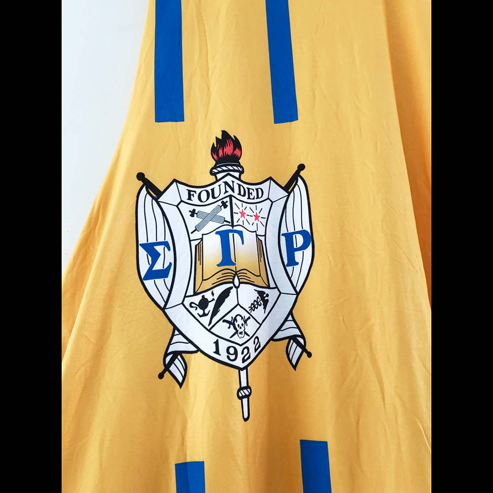 Plus Size Printed Milk Fiber Greek Sorority Custom SGRho Shield Gold & Blue Poodle 1922 Long V-Neck Skirt Sigma Gamma Rho Dress