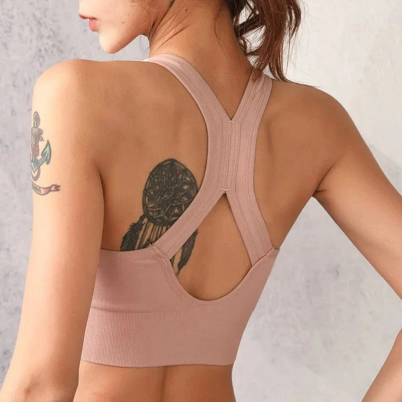 Plus Size Stretch Fit Wireless Sujetador Deportivo Running Workout Front Zipper Yoga Bra Seamless Sports Bra Crop Top For Womens
