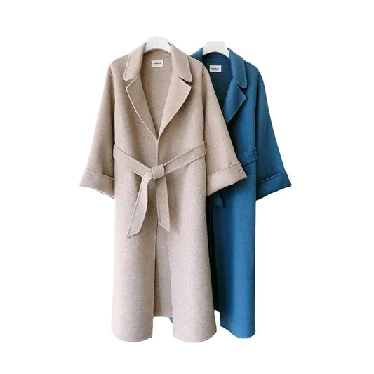 Plus Size Winter Double Woolen Overcoat Cashmere Long Trench Coats Wool Women Coat