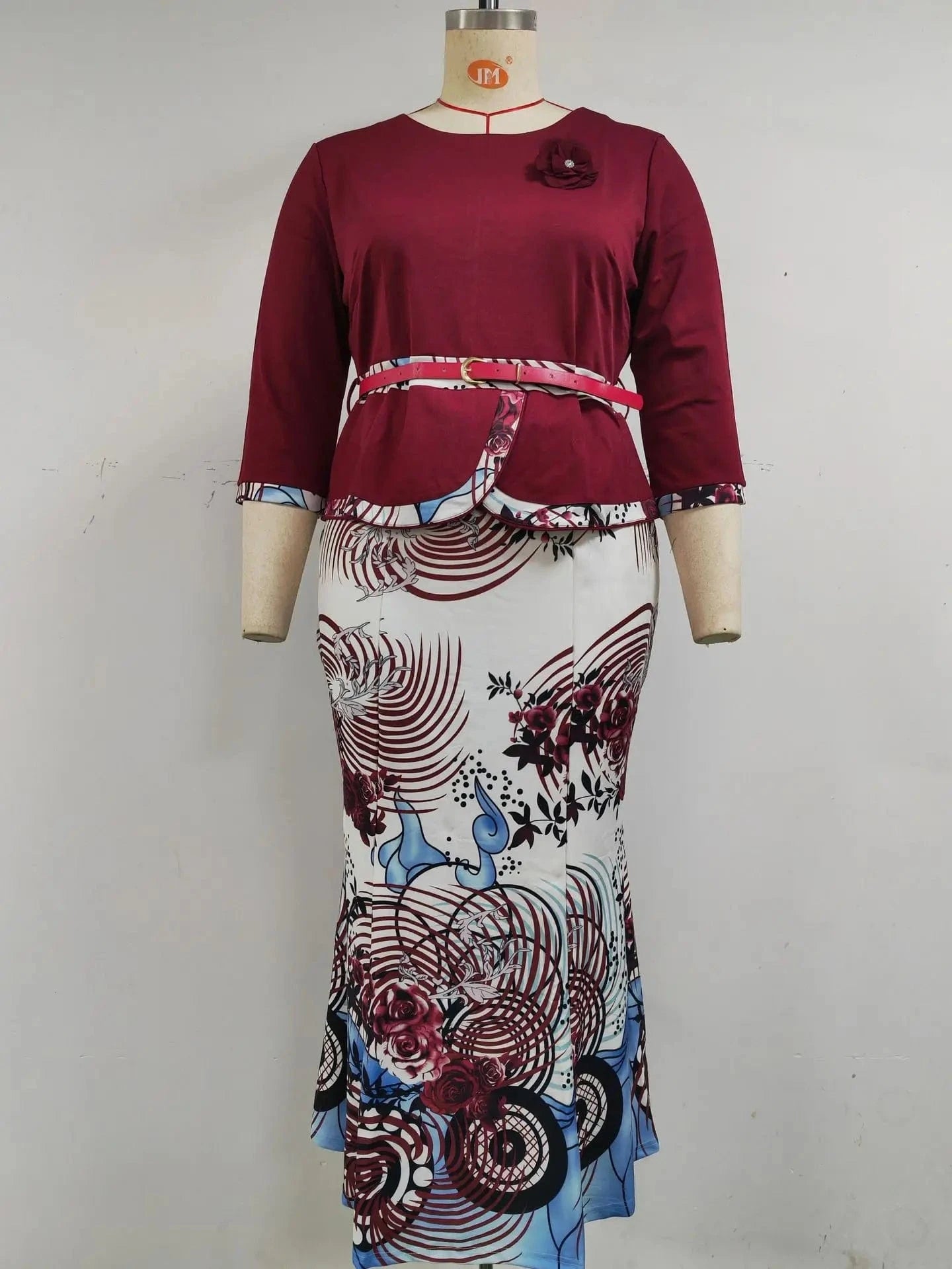 Plus Size Women Sets 2XL-6XL African Printed 3 Quarter Sleeve Skirt And Top Set For Women Skirt Set