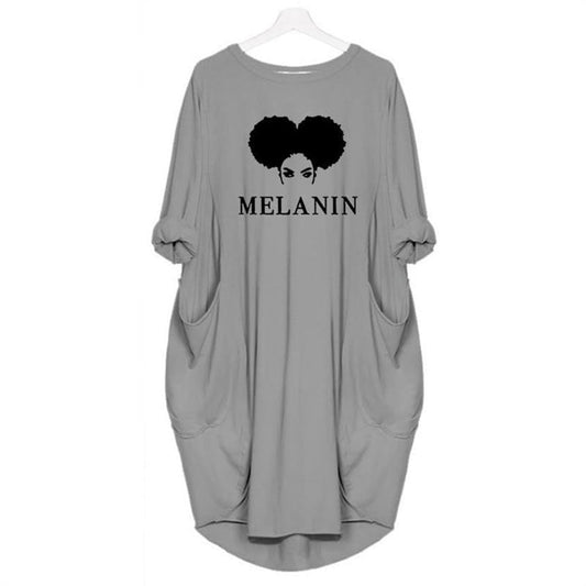 Pocket Melanin Letters Print Dress Black Women Dress Clothing Women Dresses Maxi Vestidos Mujer Cheap Clothes China Plus Size