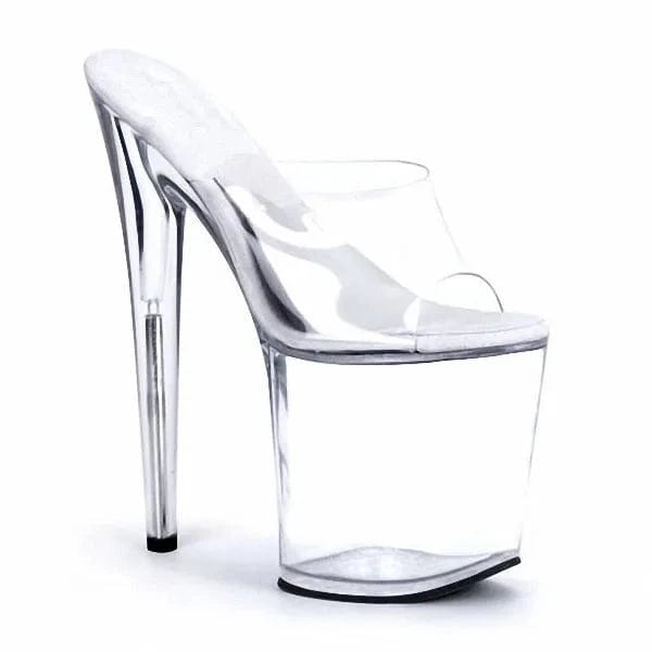 Pole dancing 20cm super stiletto stiletto hating sky high nightclub runway clear waterproof platform crystal slipper female