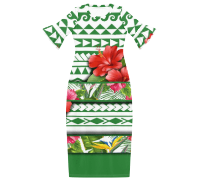 Polynesian Tribal Maxi Dress Samoan Puletasi Plus Size Women's Clothing Hibiscus Island Dress Customized Crewneck Womens Dresses