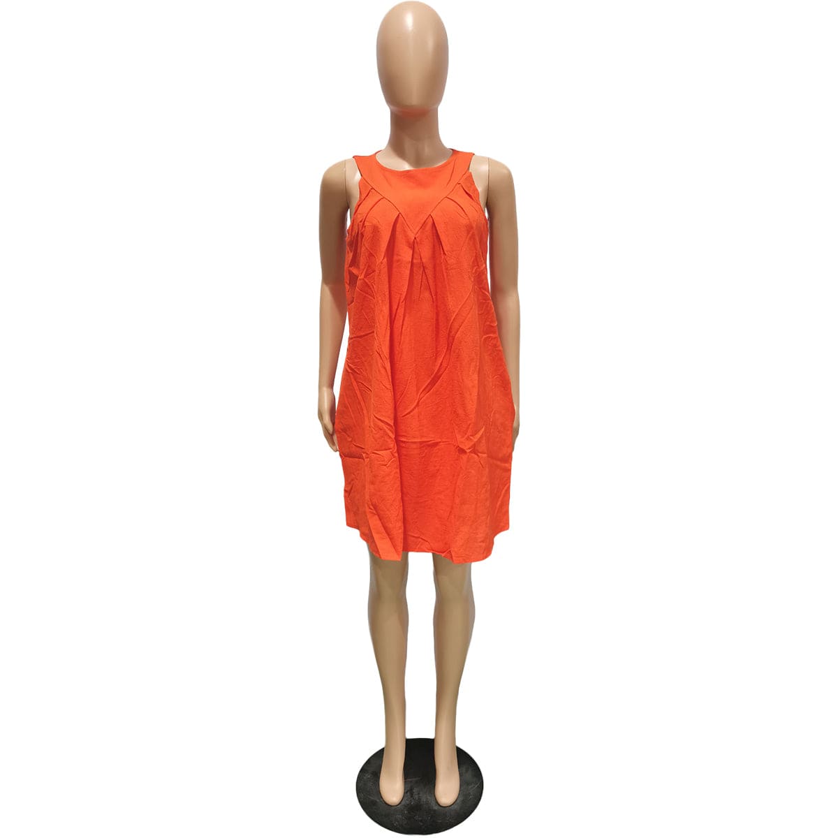 Popular Clothing 2022 New Sleeveless Solid Color Sleeveless Cotton Pocket Loose Dress