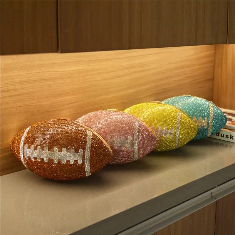 Popular Diamond Football Shaped Crystal Clutch Handbag Shoulder Bag  Unique Personality Ball Rhinestone Purse