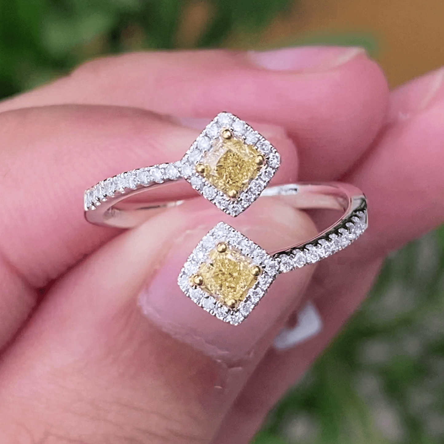 popular jewelry 18k solid gold ring luxury natural yellow diamond rings for women