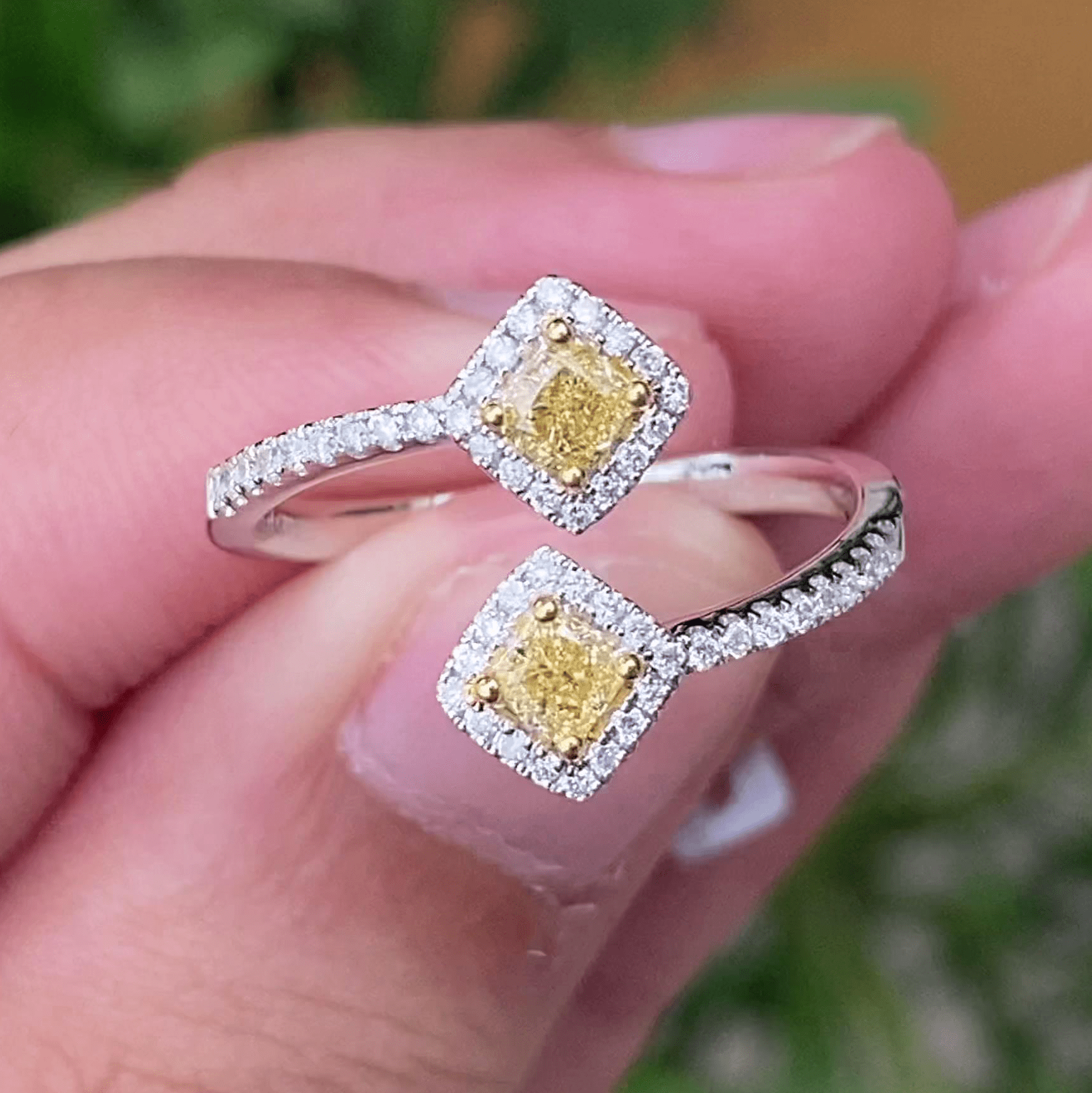 popular jewelry 18k solid gold ring luxury natural yellow diamond rings for women