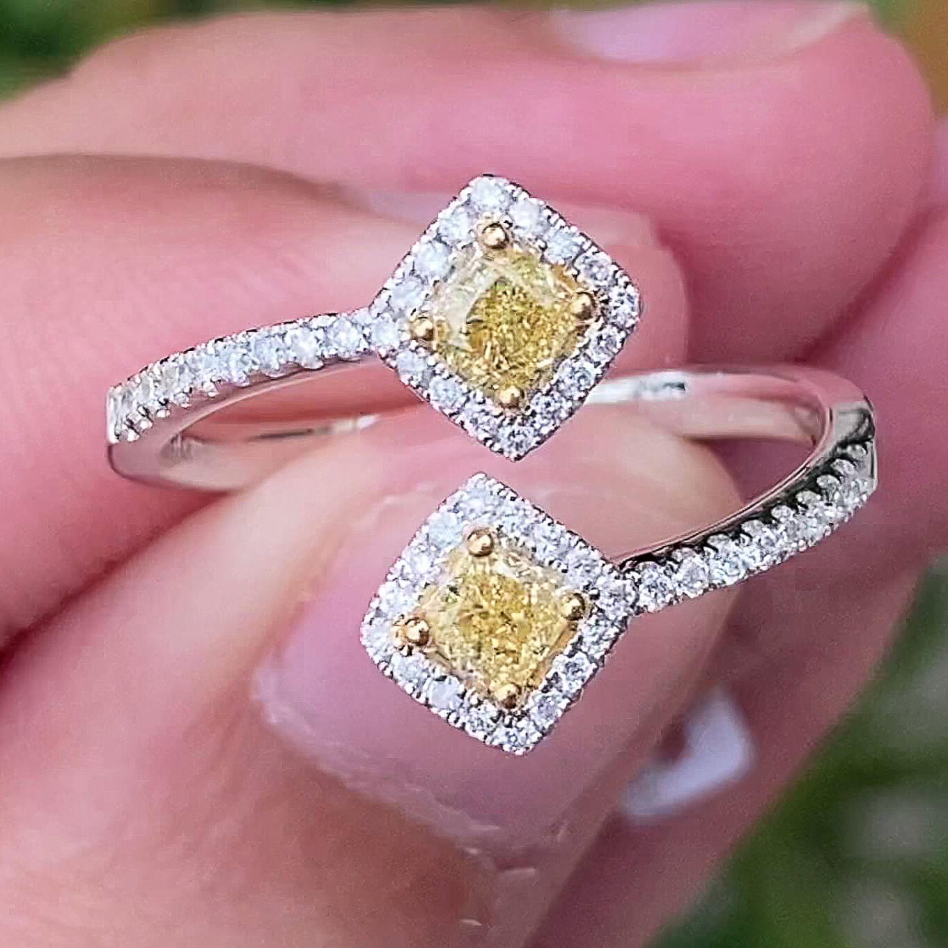 popular jewelry 18k solid gold ring luxury natural yellow diamond rings for women