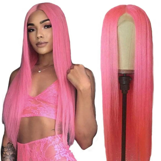 Pre Colored Pink Purple Yellow Green Gray Wigs