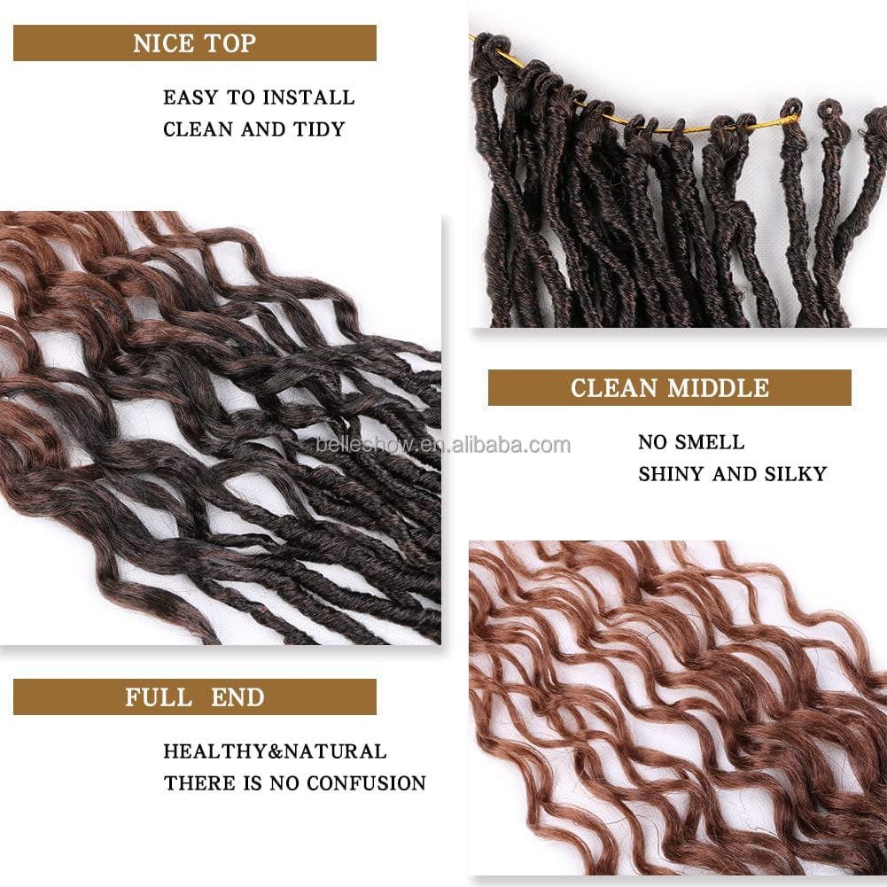 Pre Looped  Soft Faux Locs Crochet  Goddess Locs Deep WaveBraids Curly Ends 24 Inch Deep Locs Crochet Hair