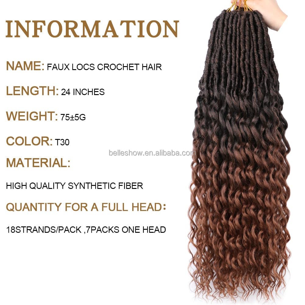 Pre Looped  Soft Faux Locs Crochet  Goddess Locs Deep WaveBraids Curly Ends 24 Inch Deep Locs Crochet Hair