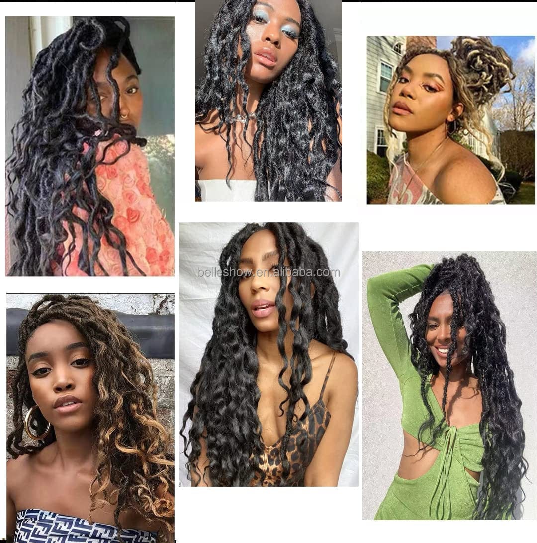 Pre Looped  Soft Faux Locs Crochet  Goddess Locs Deep WaveBraids Curly Ends 24 Inch Deep Locs Crochet Hair