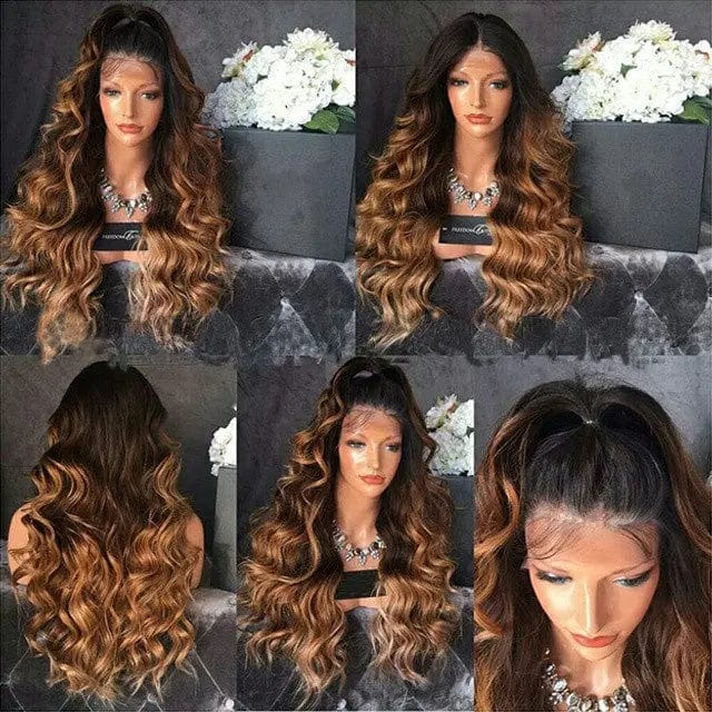 Pre Plucked Exotic Water Wave Wig Natural Black Brown Ombre Color Cuticle Aligned Transparent HD Lace front Wigs