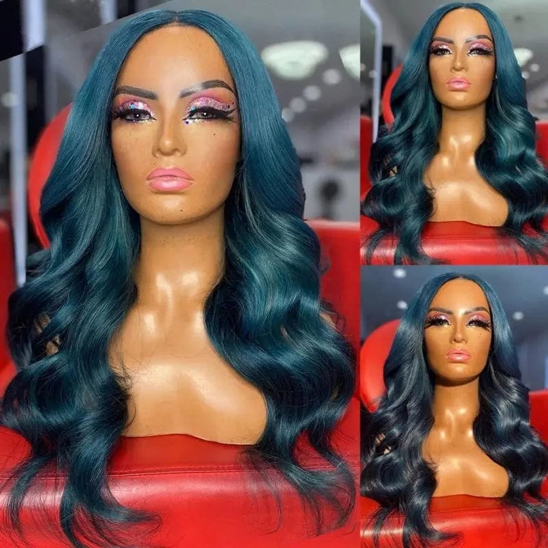 Pre Plucked Ocean Wave Wig Navy Dark Blue Color Cuticle Aligned Human Hair Extension Lace Frontal Wigs