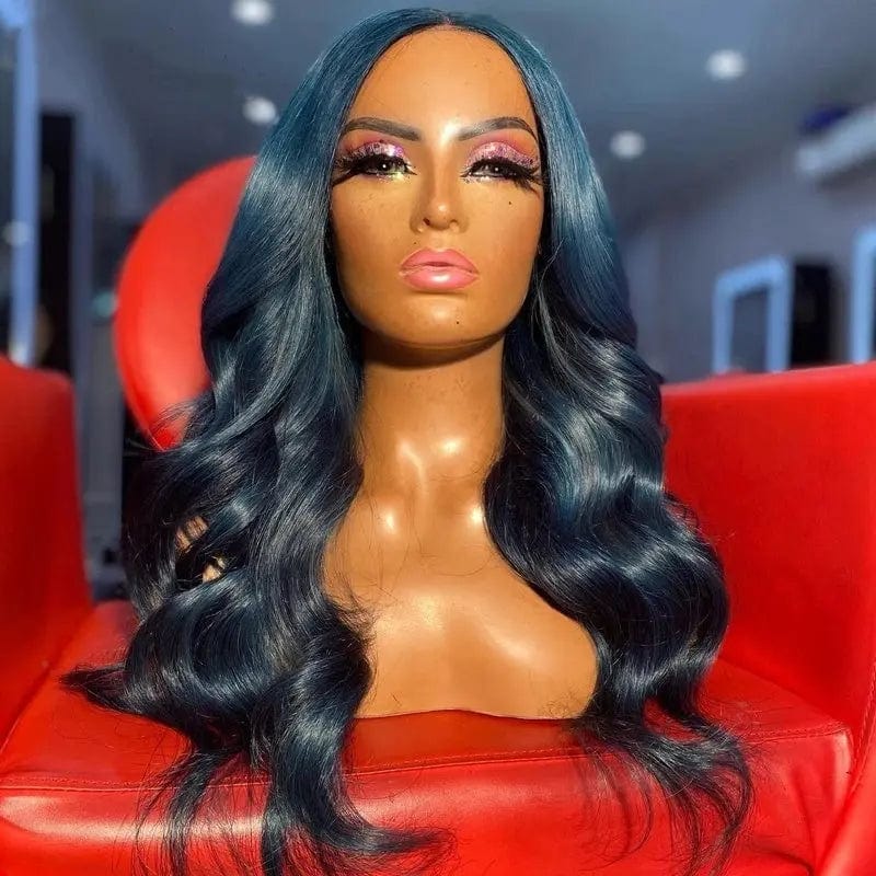 Pre Plucked Ocean Wave Wig Navy Dark Blue Color Cuticle Aligned Human Hair Extension Lace Frontal Wigs
